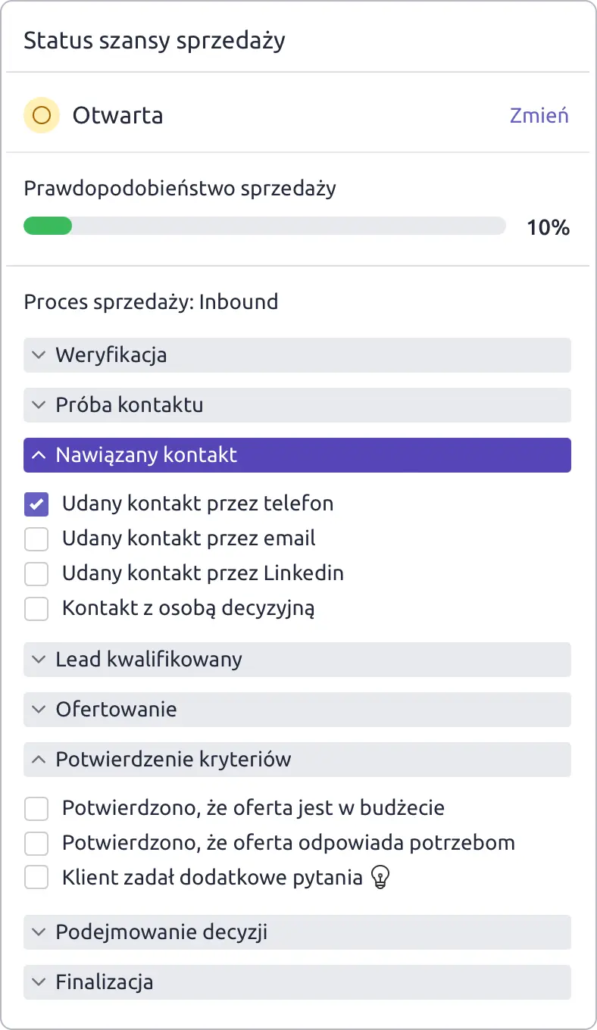 Kroki w procesie sprzedaży: Livespace CRM